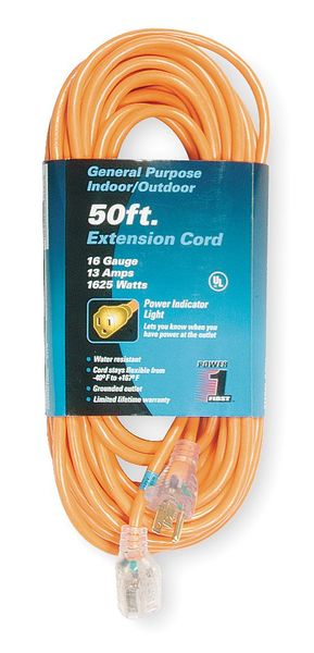 Power First 50 ft. 16/3 Lighted Extension Cord SJTW 1FD53