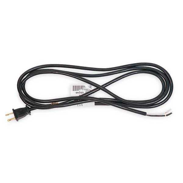 Power First Power Cord, 1-15P, SJT, 8 ft., Blk, 10A, 18/2 1FD84