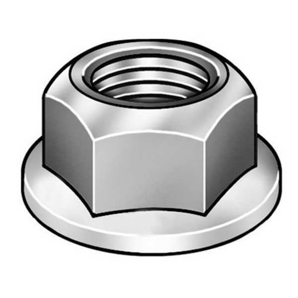 Zoro Select Serrated Lock Nut, 1/4"-28, Steel, Grade A, Zinc Plated, 9/64 in Ht, 100 PK 4CAN3