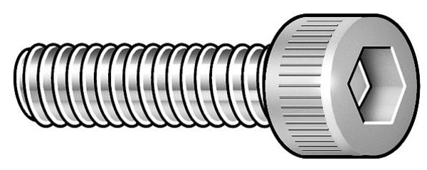 Zoro Select #6-32 Socket Head Cap Screw with Patch, Plain 18-8 Stainless Steel, 1/2 in Length, 50 PK 1FY45