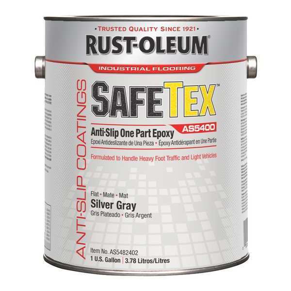Rust-Oleum 1 gal Anti-Slip Floor Coating, Flat Finish, Silver Gray, Solvent Base AS5482402