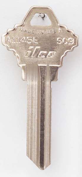 Kaba Ilco Key Blank, Brass, Type SC9, 6 Pin, PK10 A1145E-SC9