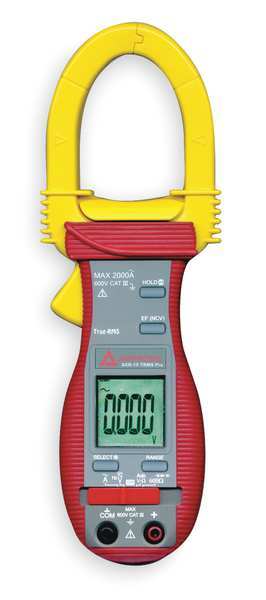 Amprobe Clamp Meter, Backlit Screen, 2000 A, 1.8" (46mm) Jaw Capacity, Cat III 600V Safety Rating ACD-15 TRMS-PRO