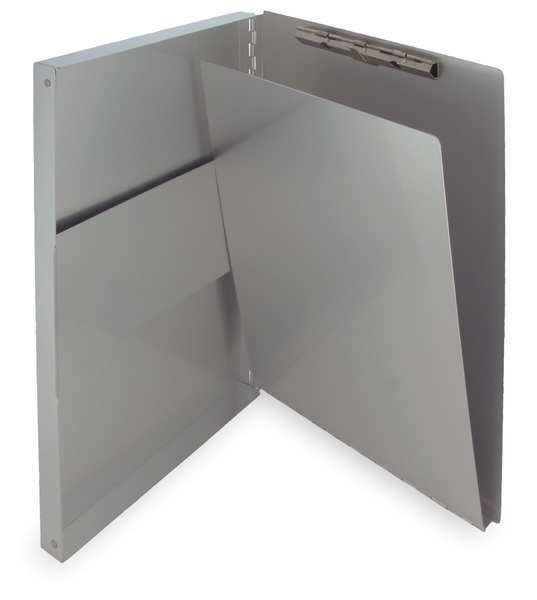 Zoro Select 8-1/2" x 14" Portable Storage Clipboard 3/8", Silver 10519