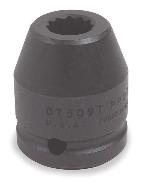 Proto 3/4 in Drive Impact Socket 1 1/2 in Size, 12 Standard Socket, black oxide J07524T