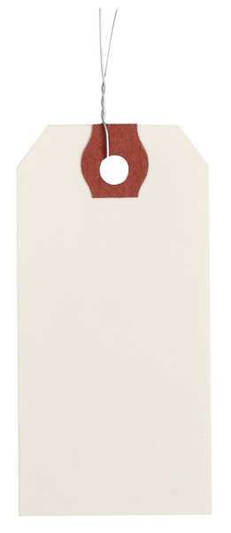 Zoro Select 1-3/8" x 2-3/4" White Paper Wire Tag, Includes 12" Wire, Pk1000 4WKY2