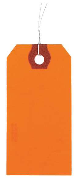 Zoro Select 1-3/8" x 2-3/4" Orange Paper Wire Tag, Includes 12" Wire, Pk1000 4WKZ1