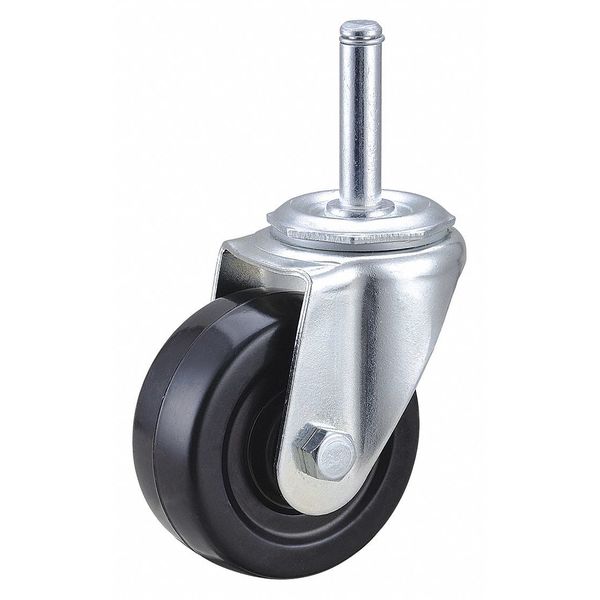 Zoro Select Swivel Stem Caster, Rubber, 3 in., 175 lb. 1G009