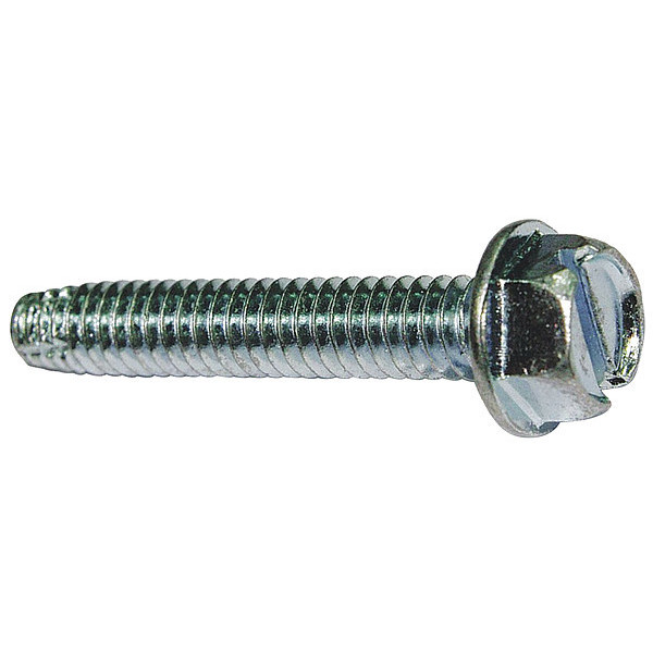 Zoro Select Thread Cutting Screw, #10 x 1/2 in, Zinc Plated Steel Hex Head Slotted Drive, 100 PK U67021.019.0050