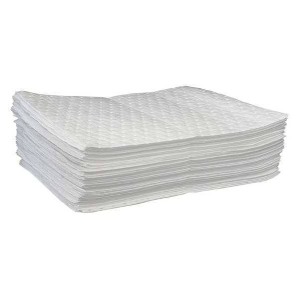 Oil-Dri Absorbent Pad, 13 gal, 15 in x 19 in, Oil-Based Liquids, White, Polypropylene L90856