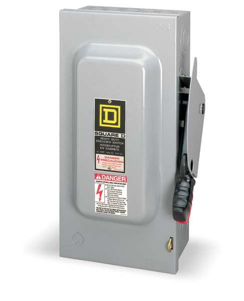 Square D Fusible Single Throw Safety Switch, Heavy Duty, 240V AC, 2PST, 200 A, NEMA 1 H224N