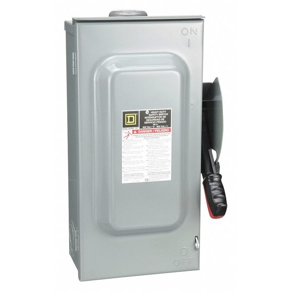 Square D Nonfusible Safety Switch, Heavy Duty, 600V AC, 3PST, 60 A, NEMA 3R HU362RB