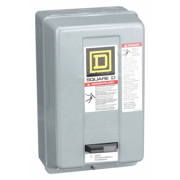 Square D Nonreversing Magnetic Motor Starter, 1 NEMA Rating, 120V AC, 3 Poles, No Auxiliary Contacts 8536SBG2V02S