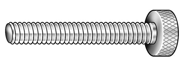 Zoro Select Thumb Screw, #10-32 Thread Size, Round, Plain 18-8 Stainless Steel, 3/16 in Head Ht, 3/4 in Lg Z2384