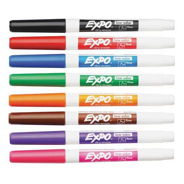Expo Dry Erase Marker Set, Fine Tip, Assorted Colors PK8 Low Odor 86601