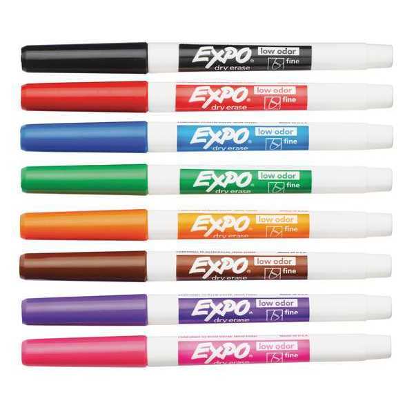 EXPO Low Odor Dry Erase Markers Fine Point Assorted Colors Pack Of