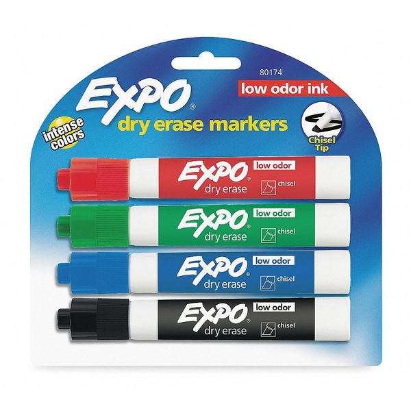 Expo Dry Erase Marker Set, Chisel Tip, Assorted Colors PK4 Low Odor ...