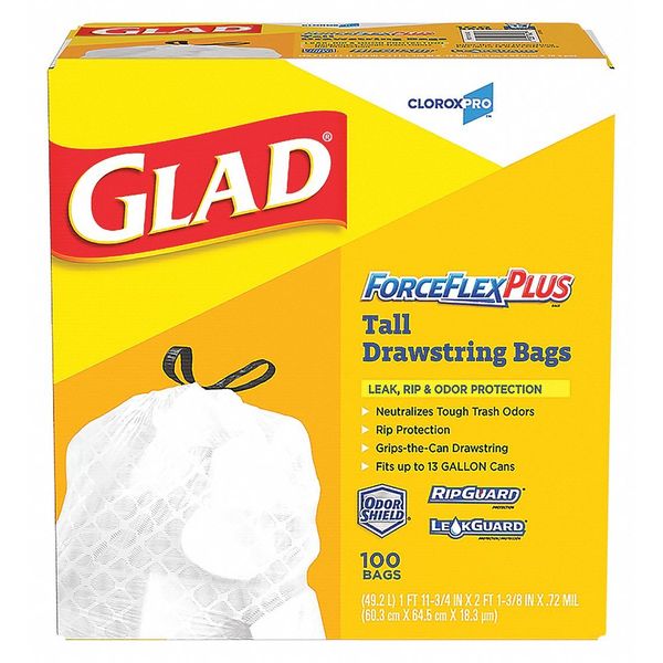 Glad Recycling Bags, Tall Kitchen, Handle-Tie,13 Gallon
