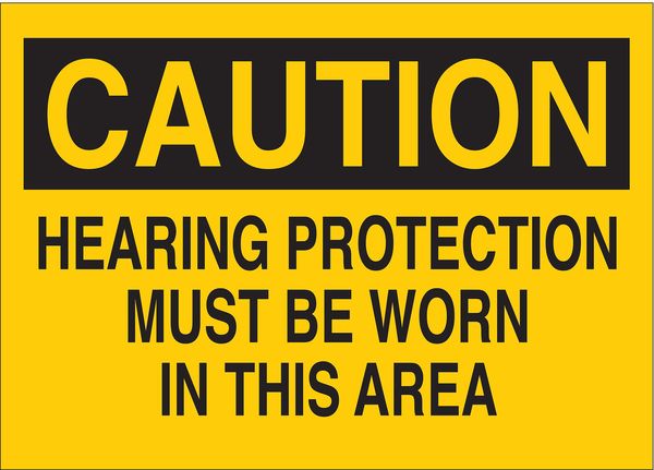 Brady Caution Sign, 7X10", BK/Yel, Eng, Text, Sign Material: Plastic 25464