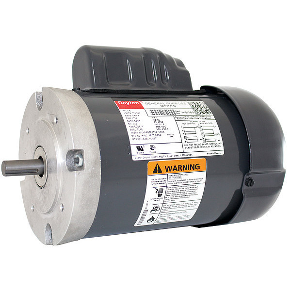 Dayton Capacitor-Start General Purpose Motor, 1/6 HP, 115/230V AC Voltage, 42CZ Frame, 1,725 Nameplate RPM 1K057