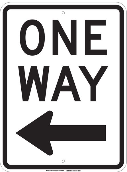 Brady One Way Traffic Sign, 24 in Height, 18 in Width, Aluminum, Vertical Rectangle, English 94195