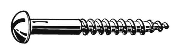 Zoro Select Wood Screw, #6, 1 in, Zinc Plated Steel Round Head Slotted Drive, 100 PK U25110.013.0100