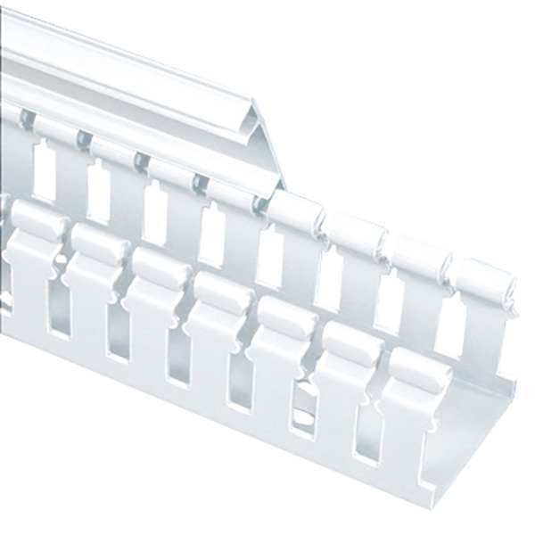 Panduit Wire Duct, Wide Slot, White, L 6 Ft H2X3WH6