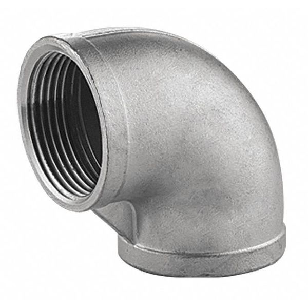 Zoro Select 316 Stainless Steel 90 Elbow, 1/2 in x 1/2 in Fitting Pipe Size, Female NPT x Female NPT 609E111N012