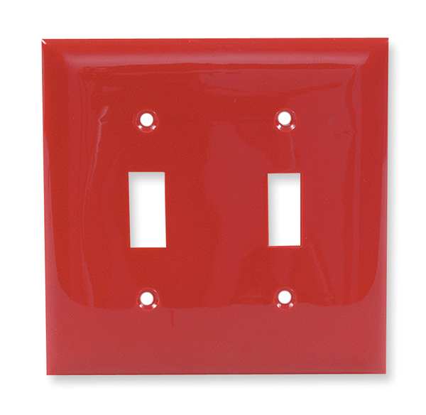 Hubbell Wiring Device-Kellems Toggle Wall Plates and Box Cover, Number of Gangs: 2 Nylon, Smooth Finish, Red NP2R