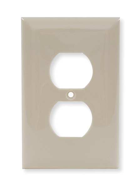Hubbell Wiring Device-Kellems Duplex Receptacle Wall Plates and Box Cover, Number of Gangs: 1 Nylon, Smooth Finish, Ivory NPJ8I