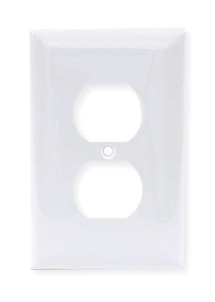 Hubbell Wiring Device-Kellems Duplex Receptacle Wall Plates and Box Cover, Number of Gangs: 1 Nylon, Smooth Finish, White NP8W