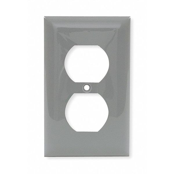 Hubbell Wiring Device-Kellems Duplex Receptacle Wall Plates and Box Cover, Number of Gangs: 1 Nylon, Smooth Finish, Gray NP8GY