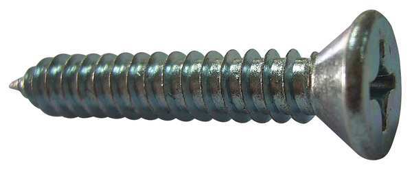 Zoro Select Sheet Metal Screw, #10 x 1-1/2 in, Zinc Plated Steel Flat Head Phillips Drive, 100 PK U26680.019.0150