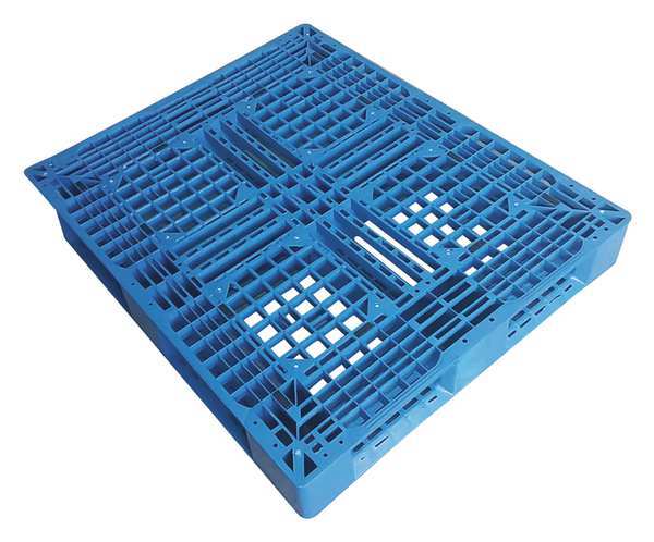 Zoro Select Stackable High Density Virgin Polyethylene Pallet, 48 in L, 40 in W, 6 in H 1MCR8