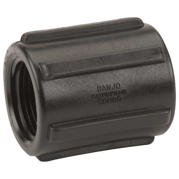 Zoro Select Coupling, Polypropylene, 3/4", Schedule 80, 300 psi Max Pressure CPLG075