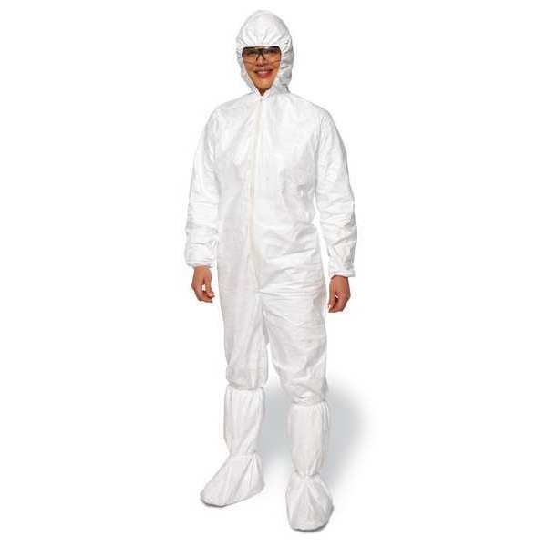 Dupont Hooded Disposable Coveralls, 25 PK, White, High Density Spunbond Polyethylene, Zipper IC180SWH3X002500