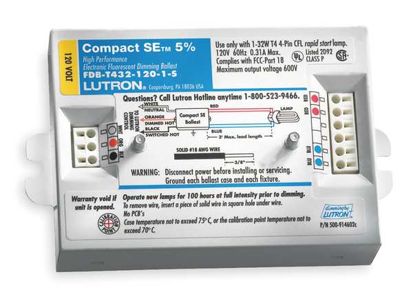 Lutron Dimming Ballast, 120VLamp HL3-T432-120-1-S