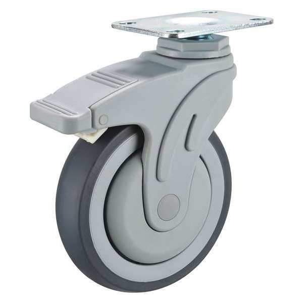 Zoro Select Swivel Plate Caster w/2-Position Directional Lock, 275 lb P17S-RP040K-12-DL-001