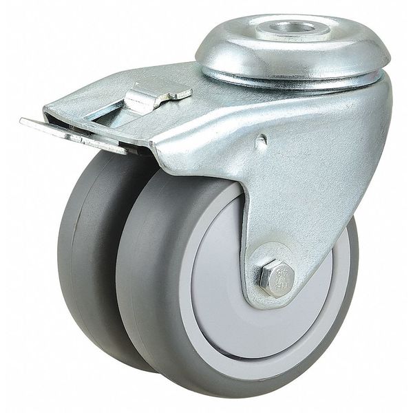 Zoro Select Dual Wheel Bolt Hole Swivel Cstr w/Brake 1MMB7