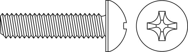 Zoro Select #10-32 x 1-3/4 in Phillips Round Machine Screw, Zinc Plated Steel, 100 PK MPRFI-1001750-100P