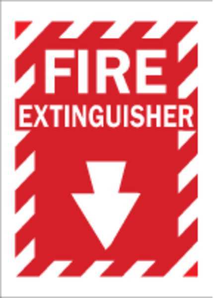 Brady Fire Extinguisher Sign, 10X14", WHT/R, Height: 14" 43294
