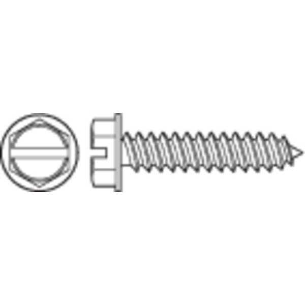 Zoro Select Sheet Metal Screw, #14 x 3/4 in, Zinc Plated Steel Hex Head Slotted Drive, 385 PK SMHWI-1400750SL-385P