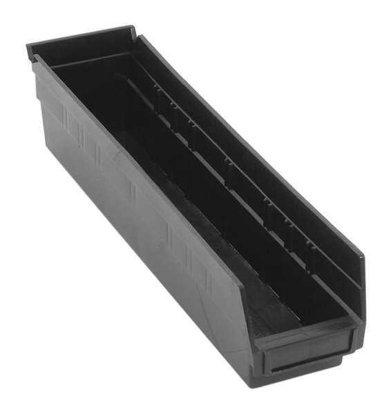 Quantum Storage Systems 50 lb Shelf Storage Bin, Polypropylene/Polyethylene, 17 7/8 in W, 4 in H, 4 in L, Black QSB103BR