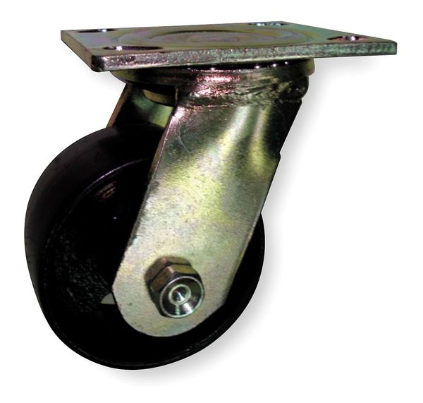 Zoro Select Swivel Plate Caster, Steel, 4 in., 1000 lb., Blk 1NVB9