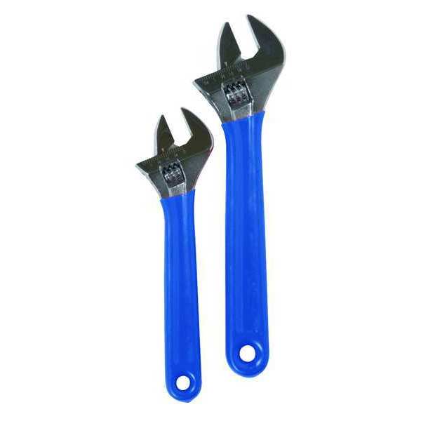 Westward Adj. Wrench Set, 8", 10", Chrome, 2 Pc. 1NYD3