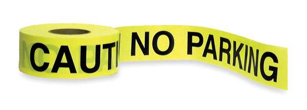 Zoro Select Barricade Tape, Caution No Parking, 3 in Wide x 1000 ft Long, Polyethylene, 1.6 mil Thickness 1N954