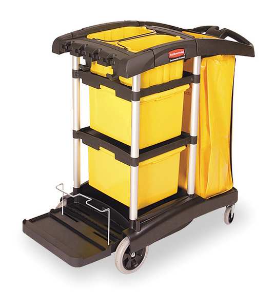 Rubbermaid Executive Janitor Cleaning Cart, Black