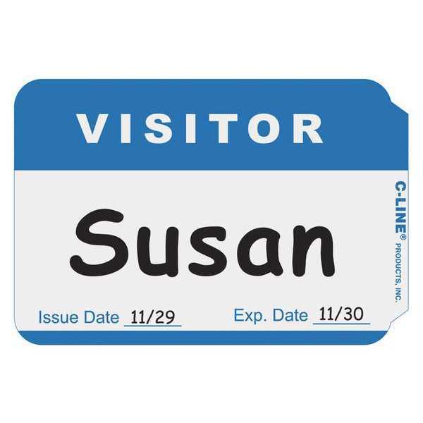 C-Line Products Blue Visitor Badge, Label, PK100 92245