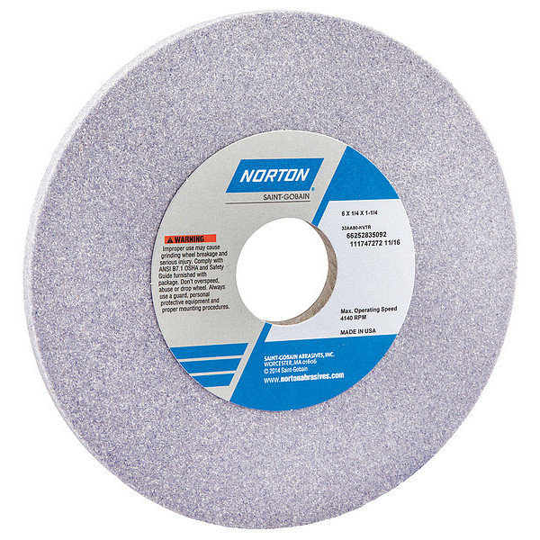 Norton Abrasives Grinding Wheel, T1, 6x1/4x1-1/4, AO, 80G 66252835092