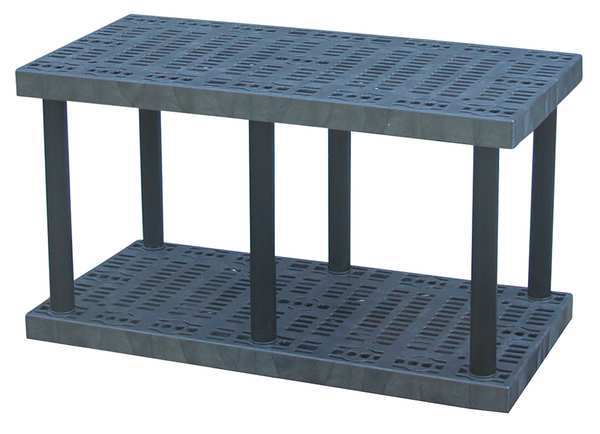 Structural Plastics Freestanding Plastic Shelving Unit, Open Style, 24 in D, 48 in W, 27 in H, 2 Shelves, Black S4824B